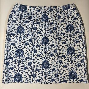 Vintage Ralph Lauren Green label Blue and White Pencil mini Skirt 12 cotton